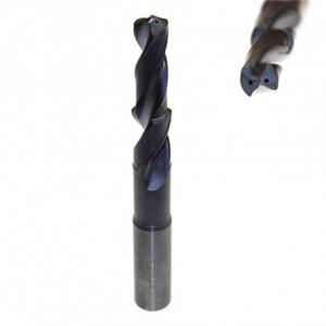 Tungsten carbide step drill with coolant holes